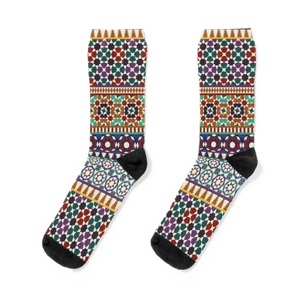 Alhambra Tessellations - red, blue and purple Socks cute summer Socks Men's Women's