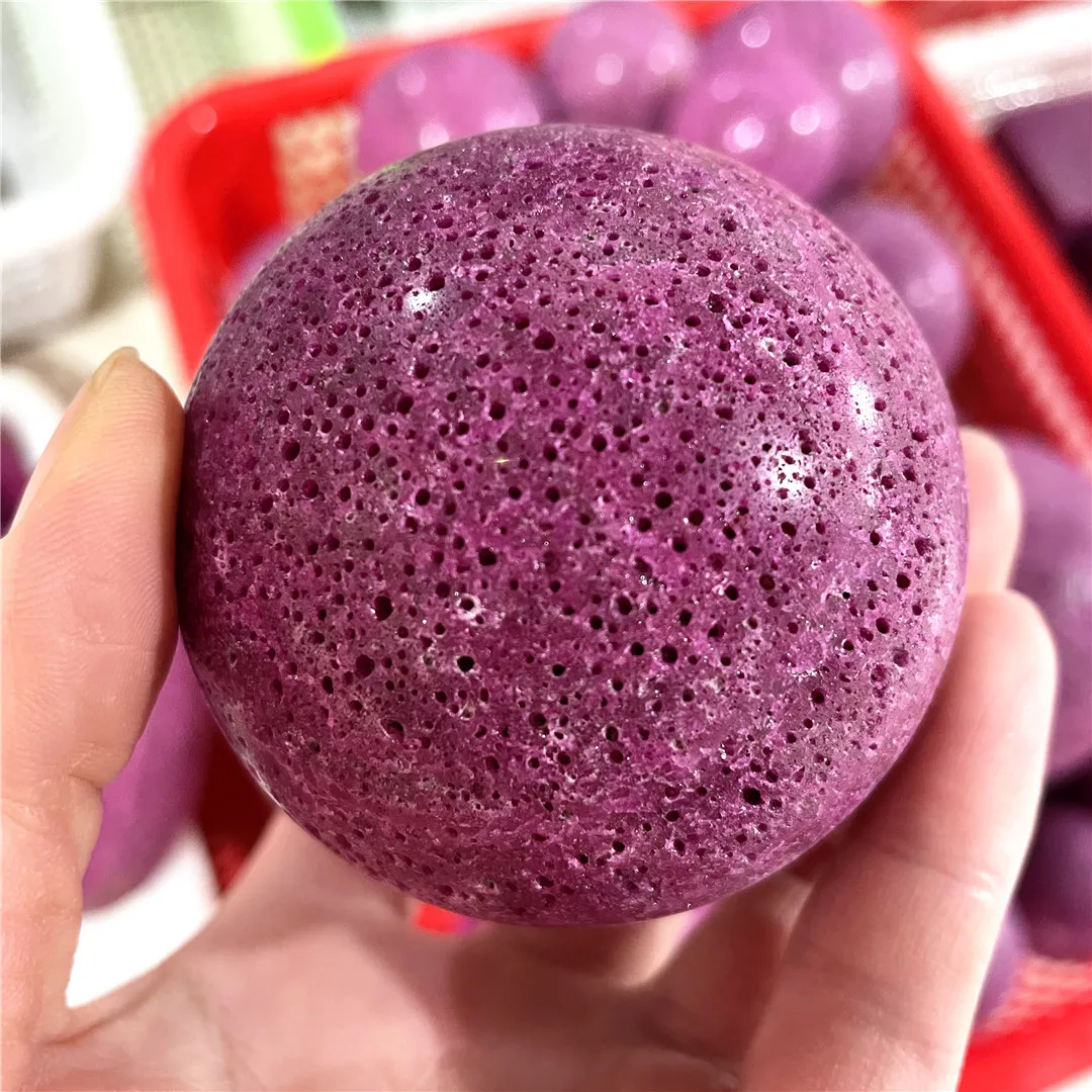 5-9cm Natural Red Corundum Mineral Specimen Ball Ruby-Corundum Energy Rock Crystal Spheres Home Decor Stone Aesthetic
