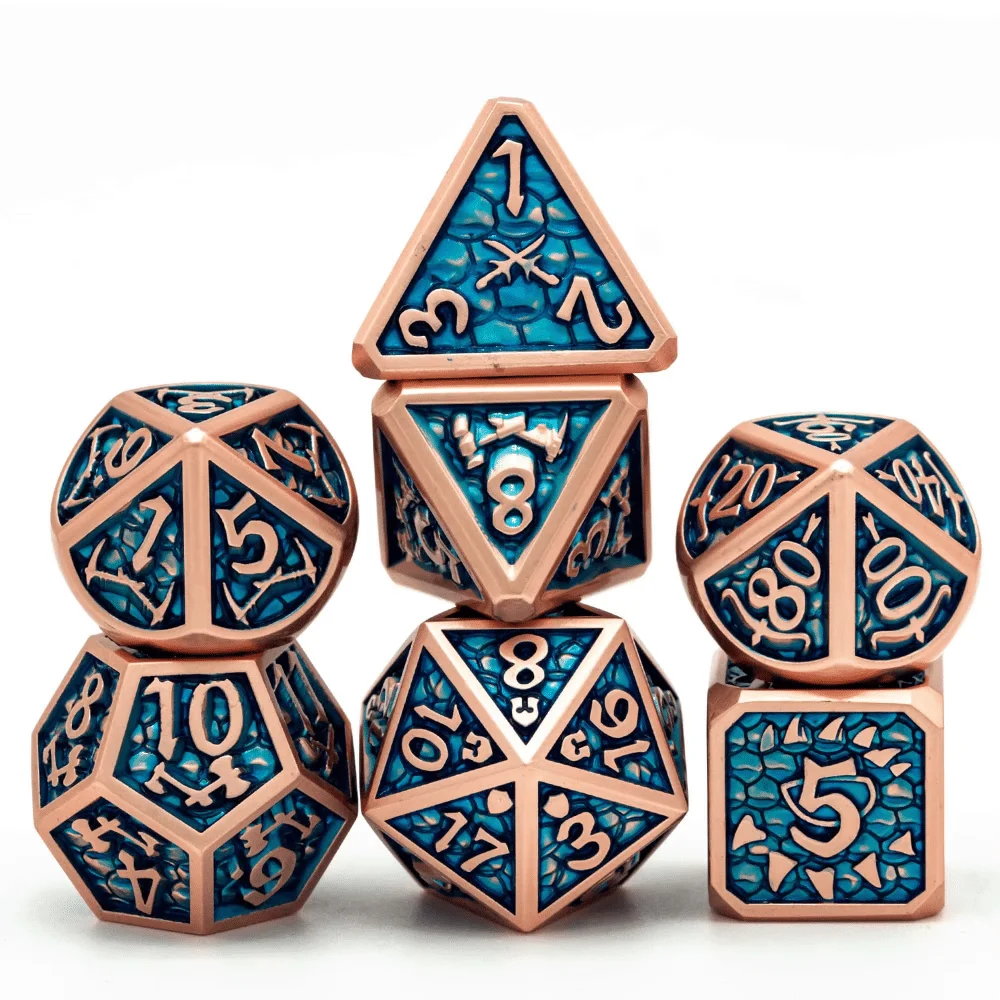 Cusdie Weapon DND Dices Metal 7Pcs Dungeons and Dragons Polyhedral Dice Set for Role Playing Game Pathfinder Board Games MTG