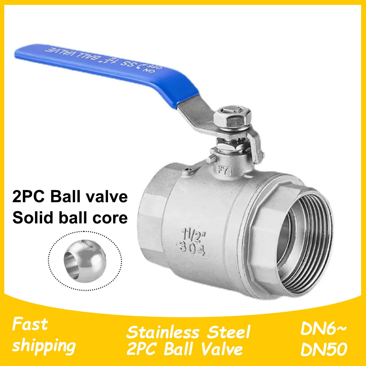 

Шаровой кран из нержавеющей стали 304, переключатель водопроводной трубы, бытовой трубопроводный клапан с внутренней резьбой и ручным управлением, 1/4 дюйма, 3/8 дюйма, 1/2 дюйма, 1 дюйм