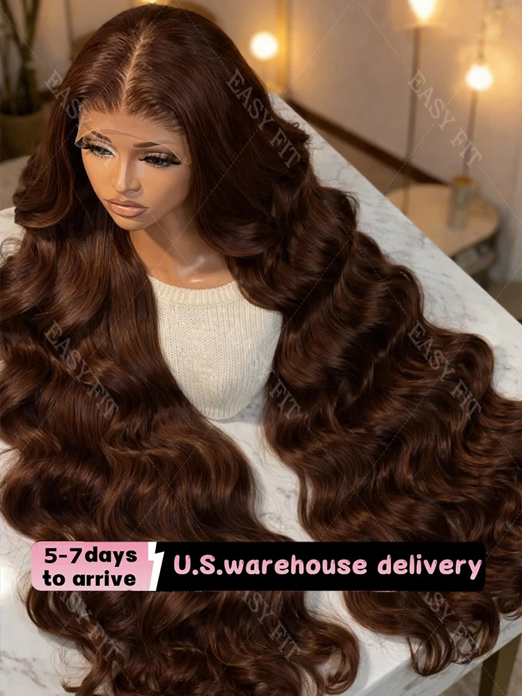 

Шоколадно-коричневые парики из натуральных волос с прозрачной кружевной вставкой 13x6, волнистые, с эффектом естественного прикорневого перехода # 4-цветный парик из натуральных вьетнамских волос с кружевной передней частью для женщин