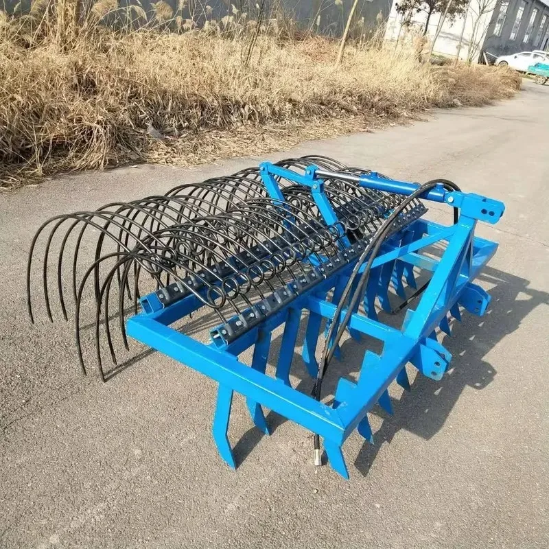 Double Row Hay Rake Agricultural Machinery Compost Plastic Film Rack Bran Weed Grass Rake Farm Equipment for Field Management
