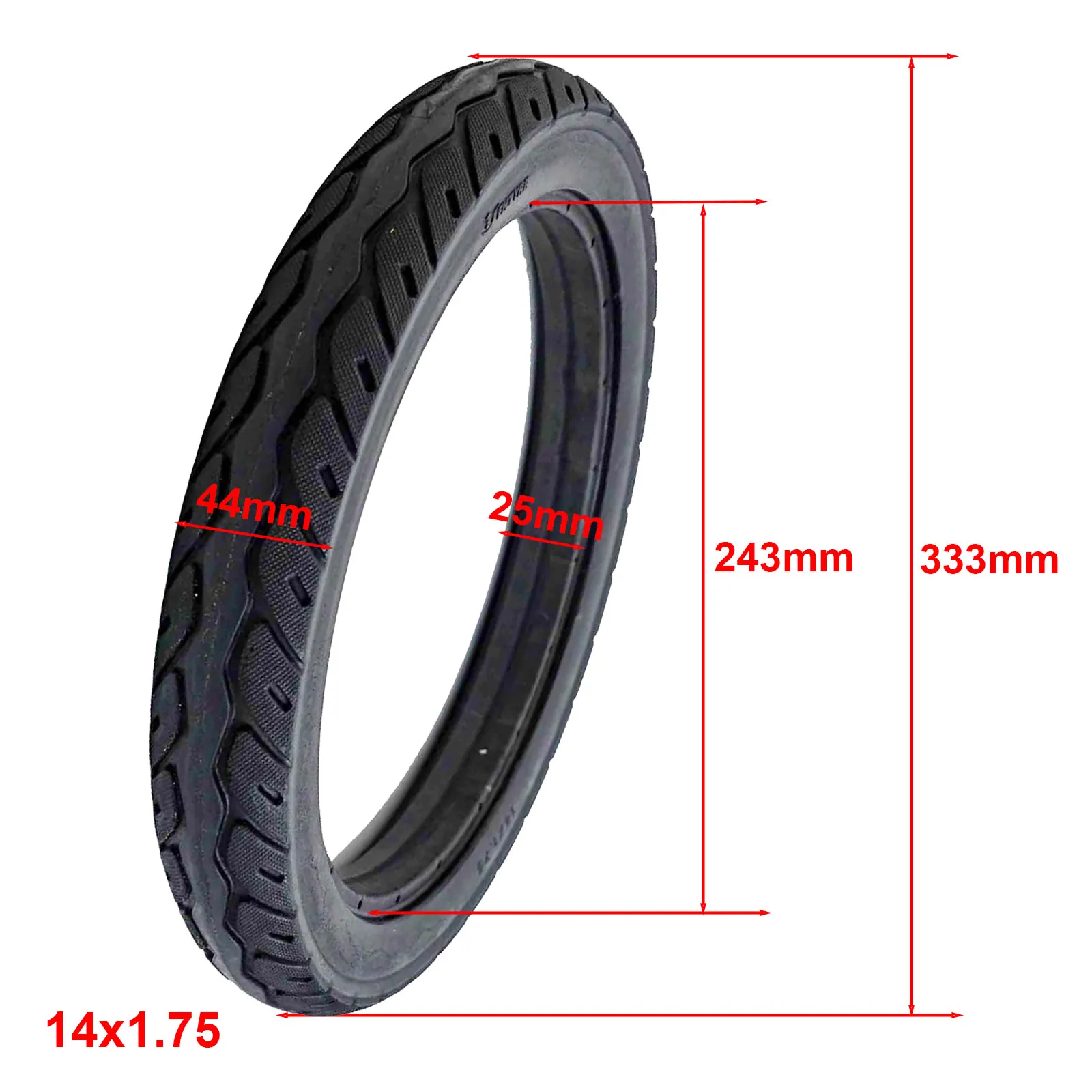 

14inch Electric Bicycle Tyre 14x1.75 Solid Tires For E-Bike Front Rear Wheel Non Inflatable Explosion-proof Solid Tires