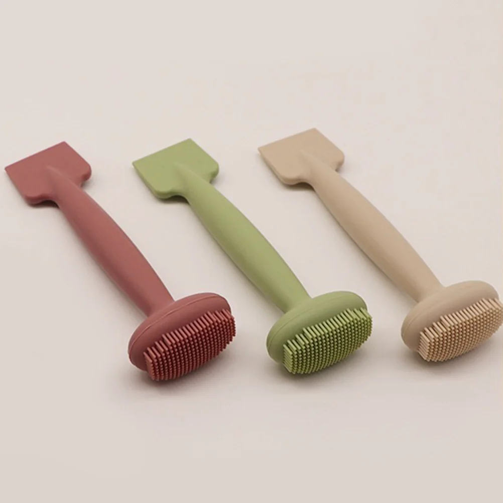 แปรงซิลิโคนสำหรับมาส์กหน้าแบบสองด้าน 3 ชิ้น แปรงขัดหน้าแบบยืดหยุ่น เครื่องมือสำหรับทาโคลนพอกหน้า สำหรับการดูแลผิวอย่างมืออาชีพ