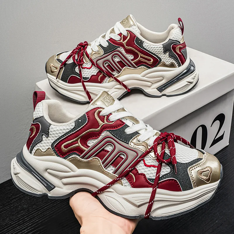 

Men's Trendy Brand Casual Thick Soled Dad Shoes Height Increasing Lace up Fashionable Casual Sports Shoes
