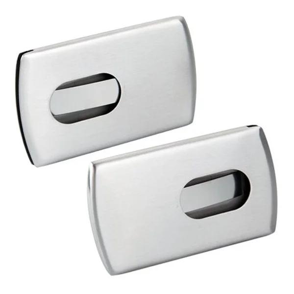 

2Pcs Silver Brushed Stainless Steel Business Card Holders 15-20 Cards Capacity Slide Out Design Case Business Holder