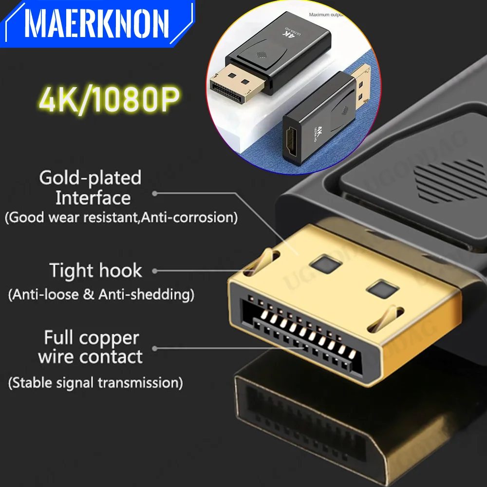 1080p/4K DP To HDTV Connector DisplayPort To HDMl-compatible Adapter Converter Video Audio Plug Switch For Computer TV Laptop