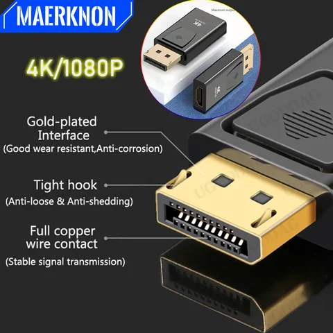 1080p/4k porta de exibição para hdml adaptador conversor vídeo áudio plug switch dp para hdtv conector para computador tv portátil