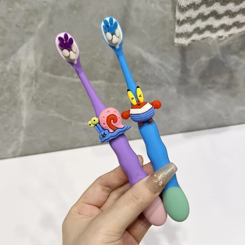 Anime SpongeBob Patrick Star Soft Bristle Toothbrush Cartoon 3D Handle Toothbrush Gentle Oral Cleaning Toothbrush for Ages