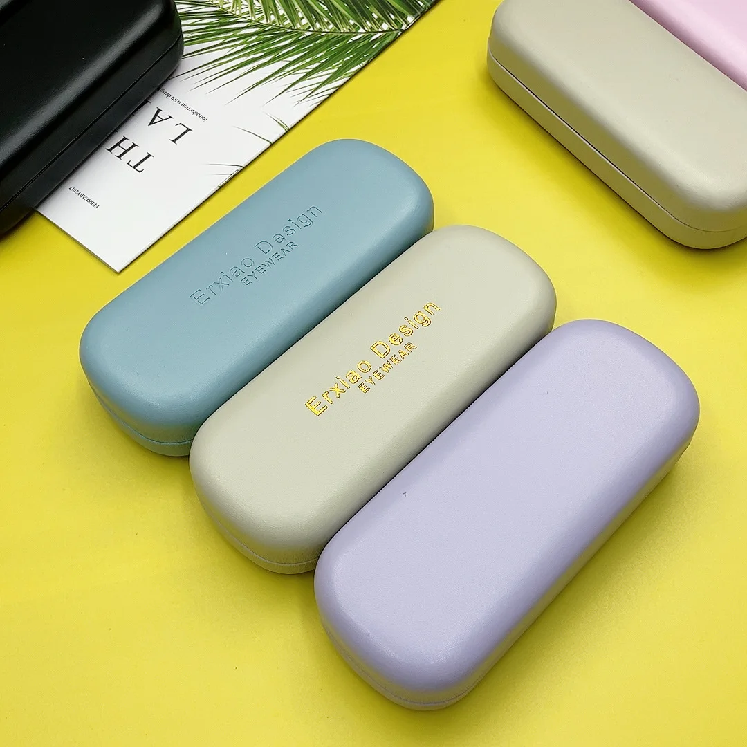 Fashion Leather Glasses Case Men's And Women's Anti-compression Glasses Case PU Hard Shell High-value Anti-pressure Protective