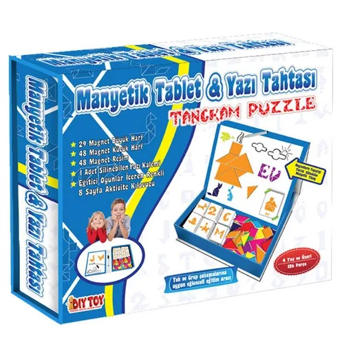 Diytoy Magnetic Tablet Tangran Training Set. 45 Pieces of Activity Cards, 49 Pieces of Tangram Puzzle