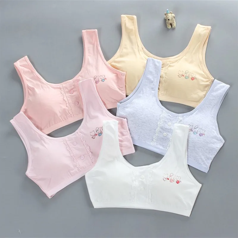Girl Vest Cotton Spandex Big Girl's Sport 8-15 Years Adolescente Kids Underwear Letter Racerback Training Teen Bra image 3