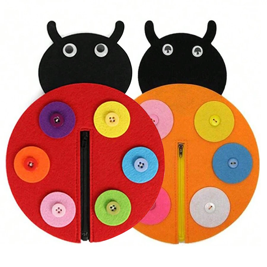 Color Shape Recognition Ladybug Button Felt Insect Knowledge Teaching Aids Free Assemble Teaching Tools School Office Supplies