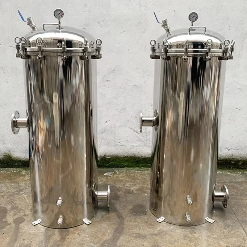 خرطوشة فلتر عالية التدفق 0.1 خراطيش فلتر ذات ثنيات صغيرة مبيت مرشح خرطوشة من الفولاذ المقاوم للصدأ