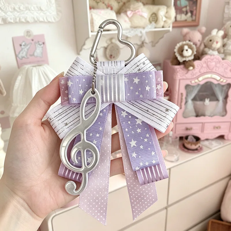 Sweet Cartoon Fashion Music Note Bow Ita Bag Keychain Charm Delicate Ins Decoration Craft Materia Finished Pendant for Bag