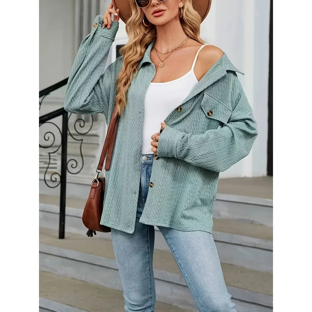 

Plus Size 1XL-5XL Women Long Sleeved Solid Color Loose Shirts Coat Three Quarter Sleeve Solid Color Sweater Female Clothing