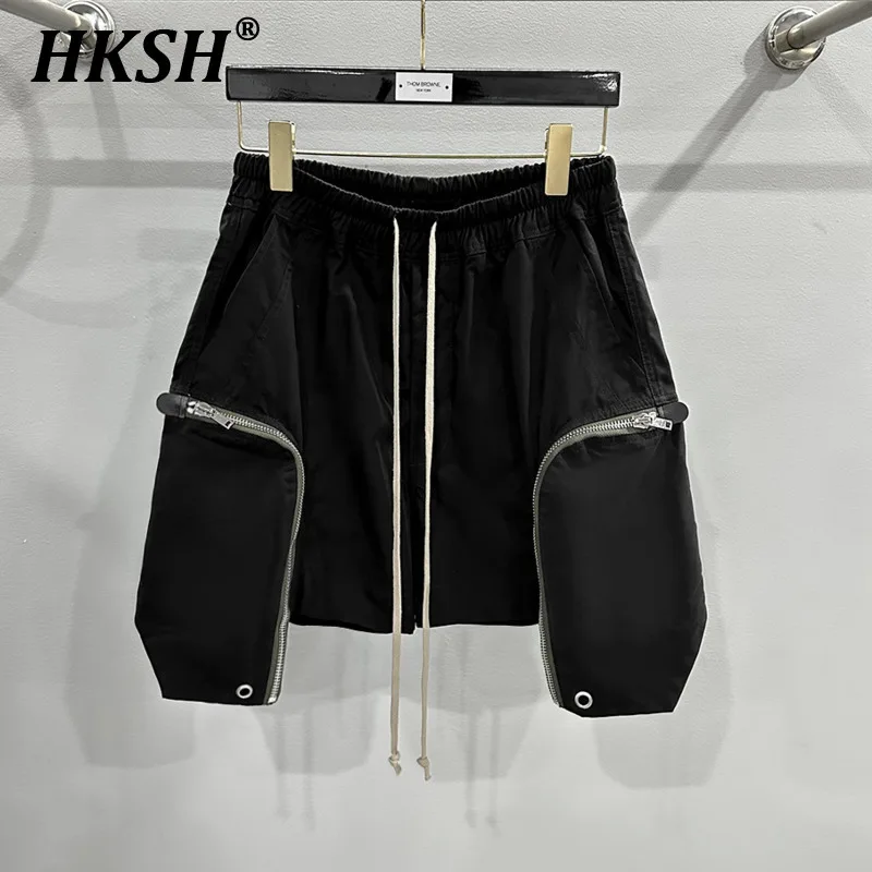 

HKSH Summer New Men's Tide Dark Chic Large Pockets Capris Zipper Design Techwear Casual High Street Trend RO Style Shorts HK1967