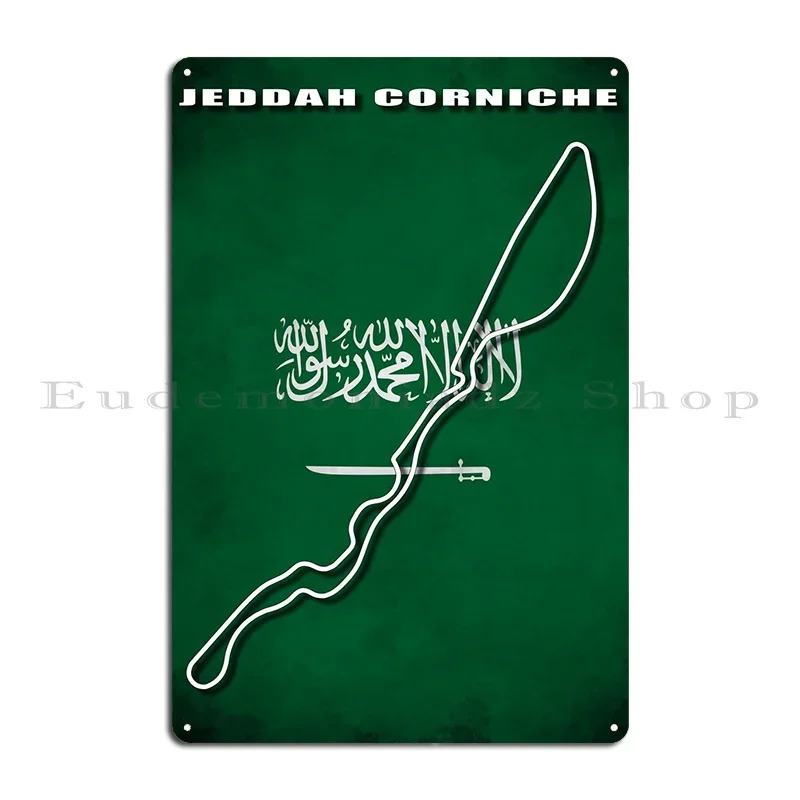 لافتة معدنية على شكل دائرة Jeddah Corniche لوحات ريترو مطبوعة على شريط النادي ملصق تسجيل كلاسيكي من القصدير