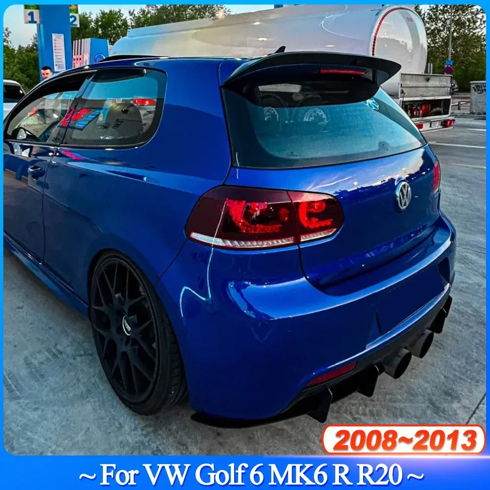 

Для VW Golf 6 MK6 R R20 2008-2013 Автомобильный задний бампер, диффузор, хвостовой сплиттер, спойлеры, защитная губа, глянцевый черный обвес из АБС-пластика