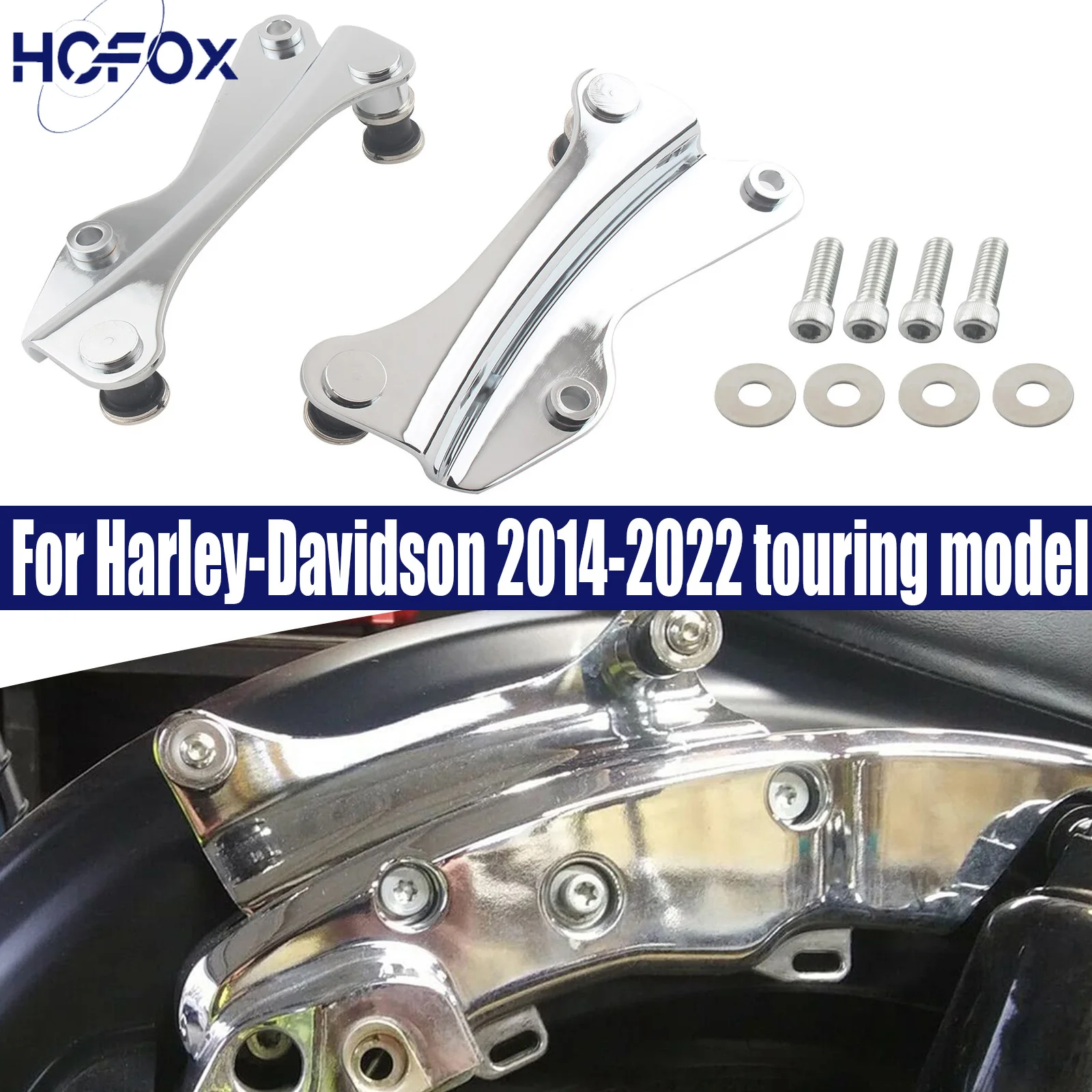 

For Harley Touring Road King 2014-2023 Motorcycle Chrome 4 Point Docking Hardware Kit