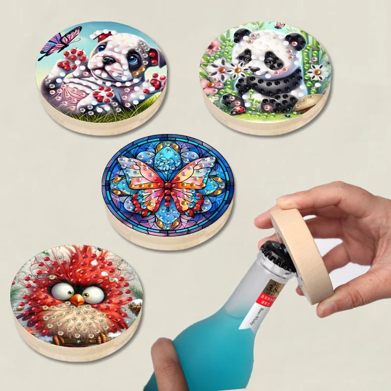 

1, набор алмазной живописи с животным узором «сделай сам», деревянная открывалка для бутылок пива, инкрустированная бриллиантами, украшение для удаления крышек бутылок с напитками