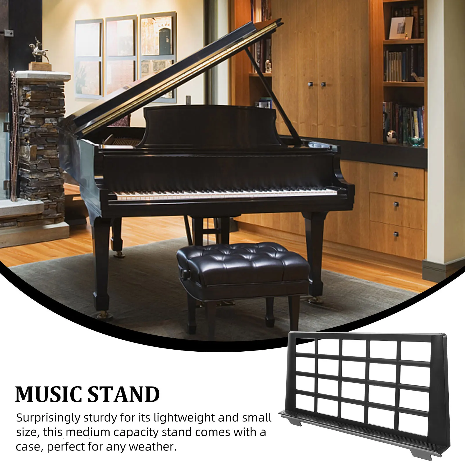 

1pc Portable Folding Music Stand for Electronic Keyboard Adjustable Height Lightweight Carry Bag Multi-Surface Use 3-Point Raise