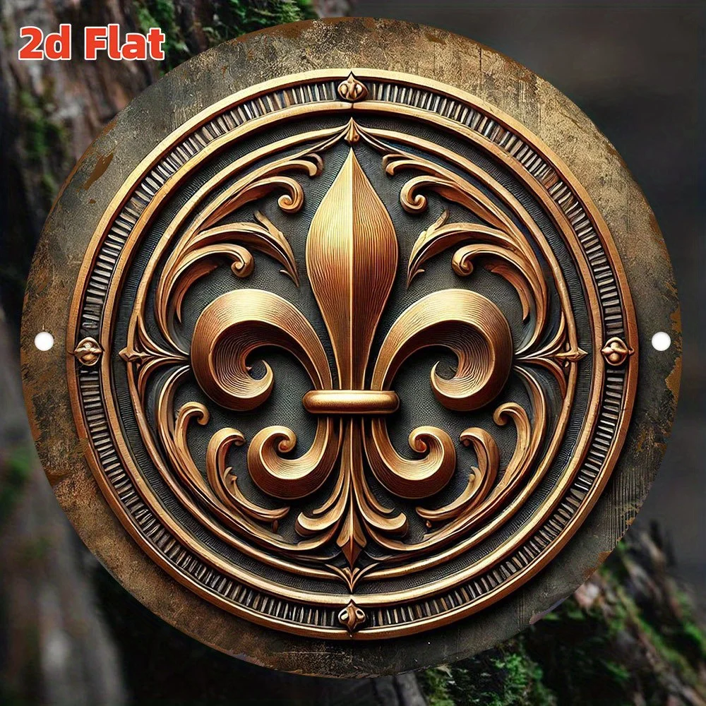 Vintage Fleur-de-Lis Metal Wall Art – Iron Sign with Elegant Floral Design, Durable & Easy to Hang for Indoor/Outdoor Decor