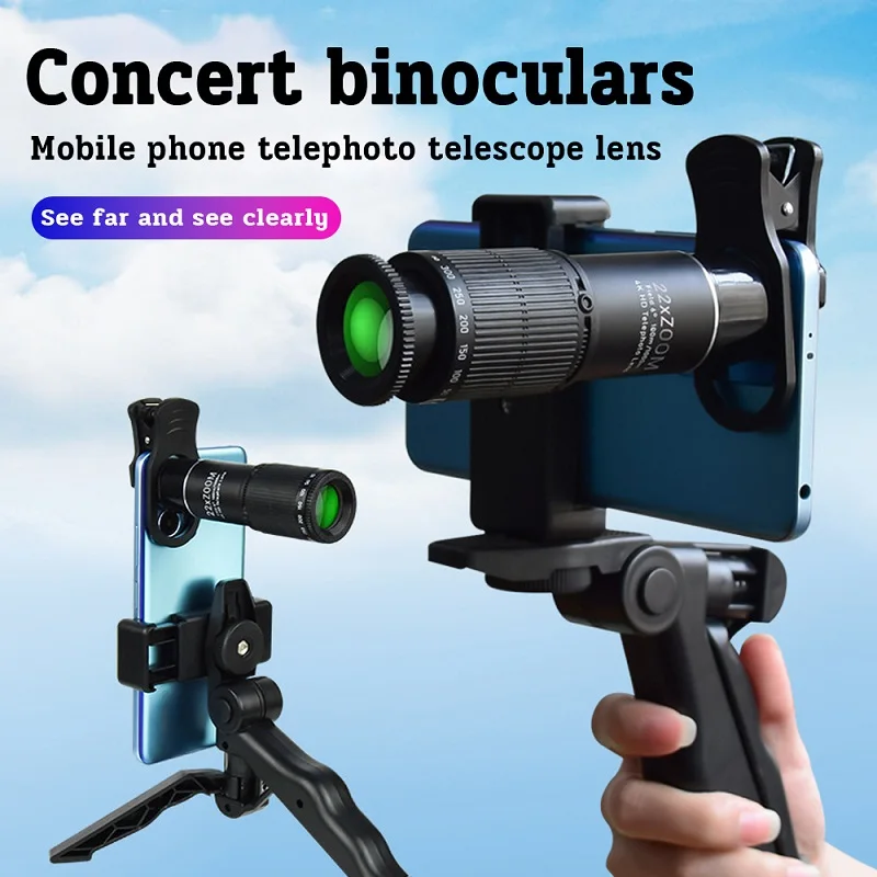 22X Zoom Mobile Phone Telephoto Telescope Lens 4K HD Telephoto Lens Carried Smartphone Lenes Universal Phone Camera Lens Kit