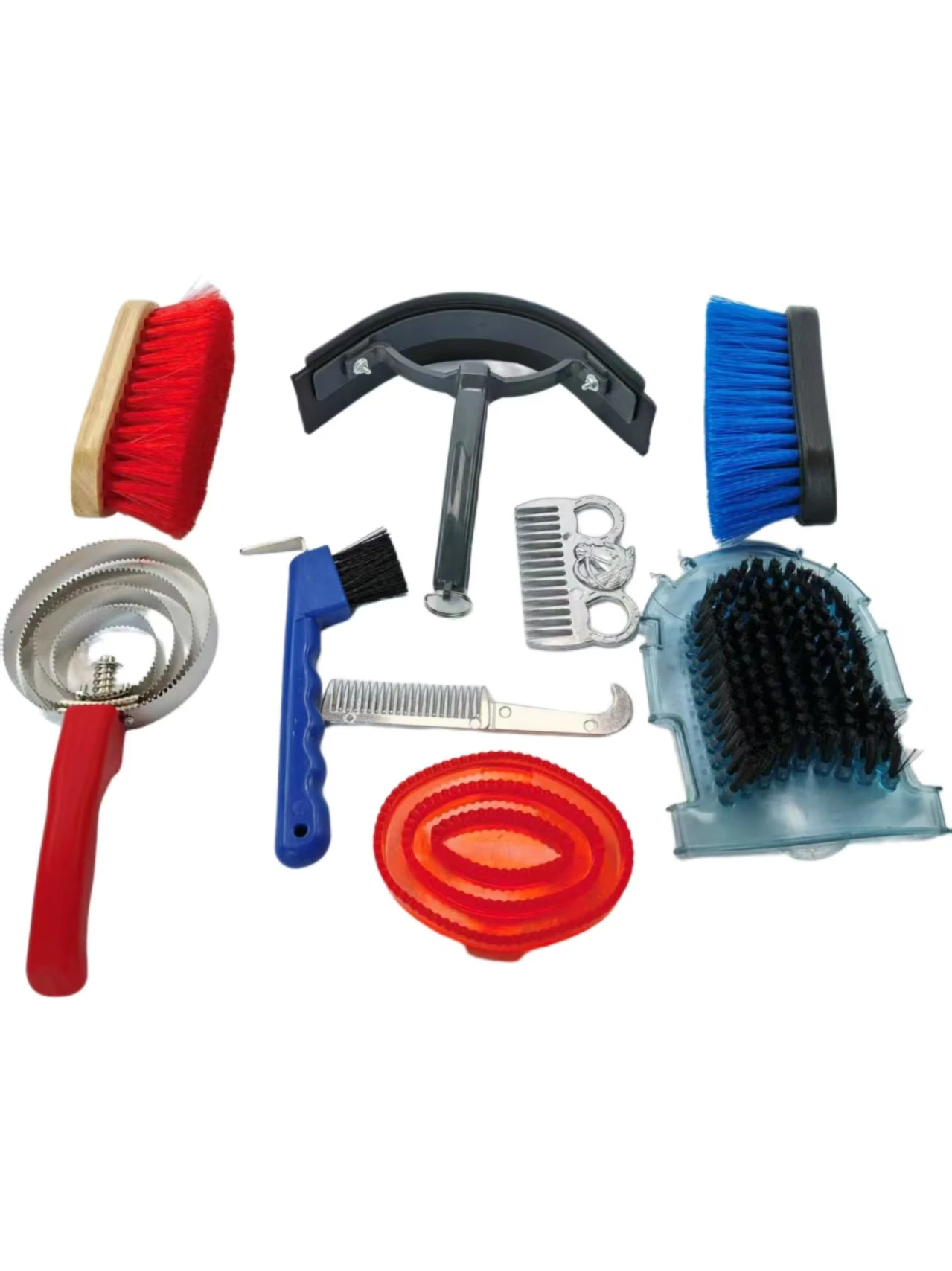 أدوات غسيل الحصان فرشاة طقم تنظيف الحصان فرشاة الحصان فرشاة ناعمة كشط العرق مقبض خشبي فرشاة لوازم مستقرة