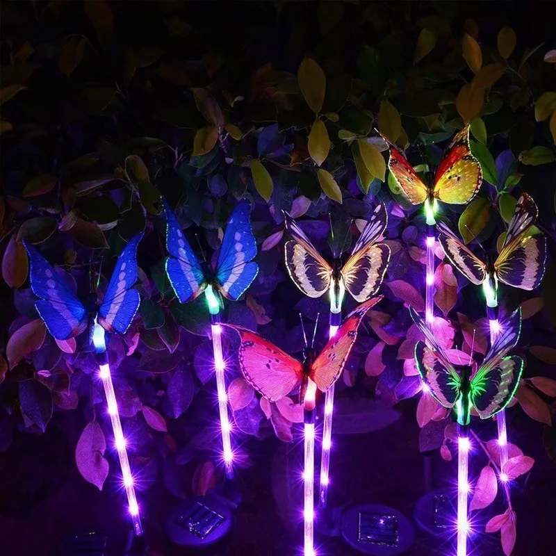 

3 Pack Butterfly Solar Garden Light Outdoor Solar Stake Light Multi-color Changing LED Garden Light For Patio Backyard Lawn Path