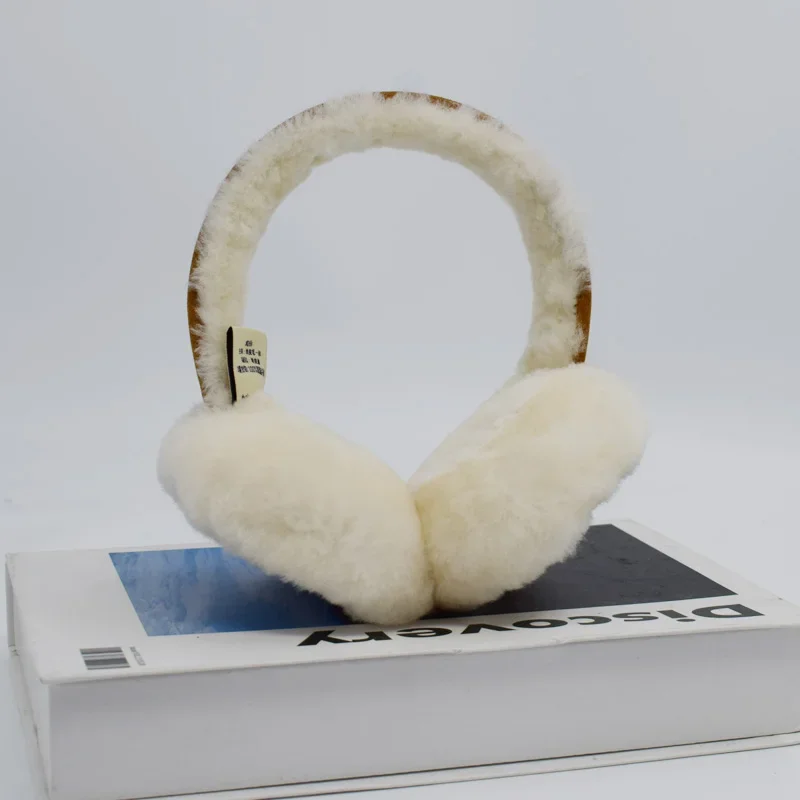 2022 Wool Ear Warmer Winter Sheepskin Ear Muffs for Women Men Soft Warm Solid Earflap Outdoor Cold Protection EarMuffs Ear Cover