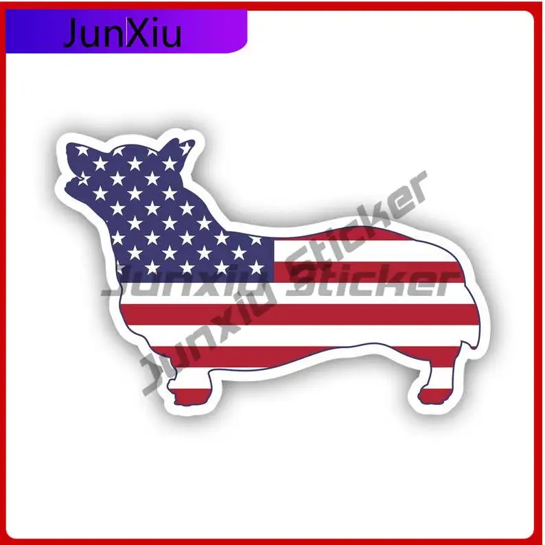 

Corgi American Flag Sticker Uv Protected Usa Flag Americana Pembroke Wesh Car Sticker Vinyl Decal Waterproof Durable For Car