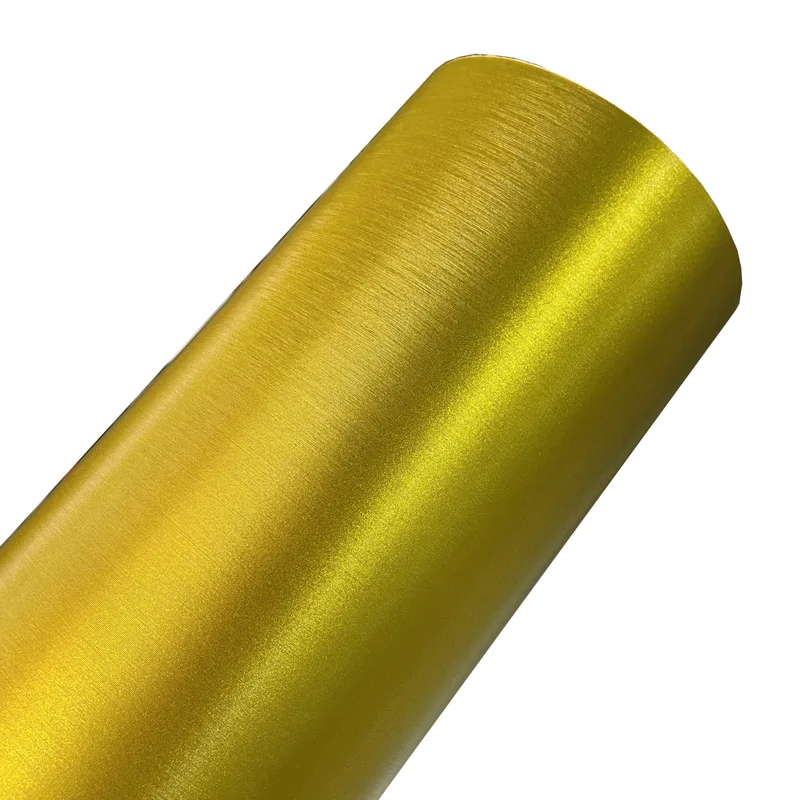 

Premium Gold Brushed Metal Metallic Vinyl Wrap Roll with Air Release Self Adhesive Car Decal Wrapping