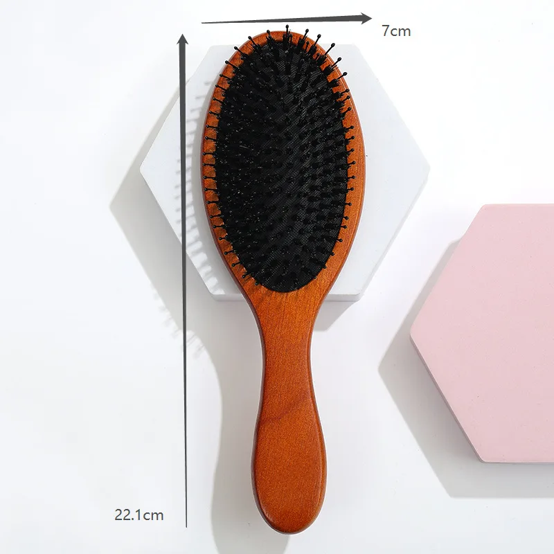 Hair Brush Boar Bristle Massage Comb Anti-static Hair Scalp Paddle Brush Styling Detangling Straighten Brown Comb