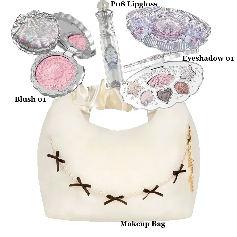 Flowerknows シェル ペアーズ コレクション メイクアップ セット アイシャドウ パレット ブラッシュ リップグロス メイクアップ バッグ マット グロー シマー アイシャドウ キット