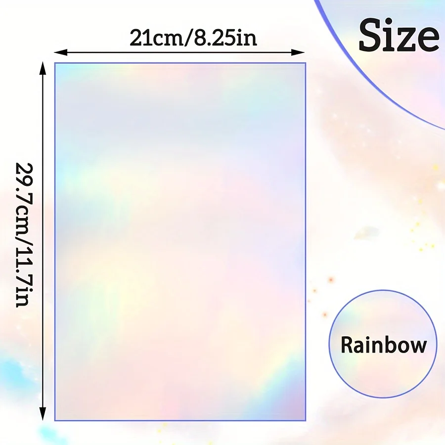 20sheets A4 printable holographic vinyl stickers, DIY labels holographic vinyl stickers, printable with inkjet printer