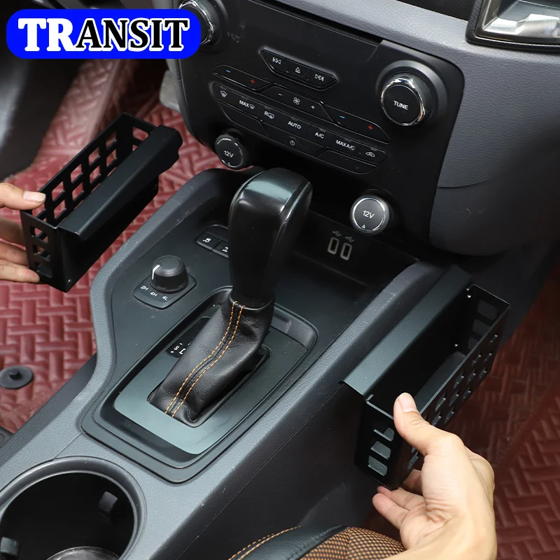 

Car Gear Shift Side Storage Box Stowing Tidying Organizer Tray For Ford Ranger 2015-2021 Interior Accessories aluminum alloy