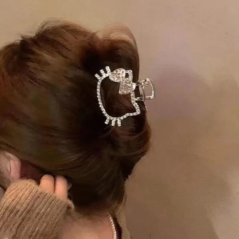 Kawaii Anime Sanrio Hello Kitty Diamond Haarspeldjes Cartoon Schattig Meisje Mini Haarspelden Y2k Metalen Haar Klauw Accessoires Hoofddeksels Gift