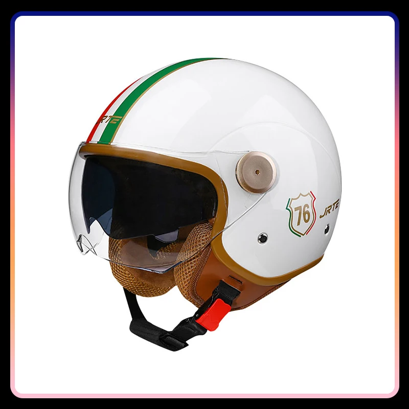 

New Arrivals Daul Lens Open Face Helmet DOT ECE Approved Men Women Jet Motorcycle Helmet Retro 3/4 Open Half Helmet Double Visor