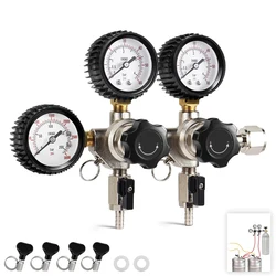 ELECQUEEN Kegerator Co2 Regulator with Dual Pressure Region,W21.8 / CGA320 Inlets Homebrew Beer Keg Carbonated System,Soda Water