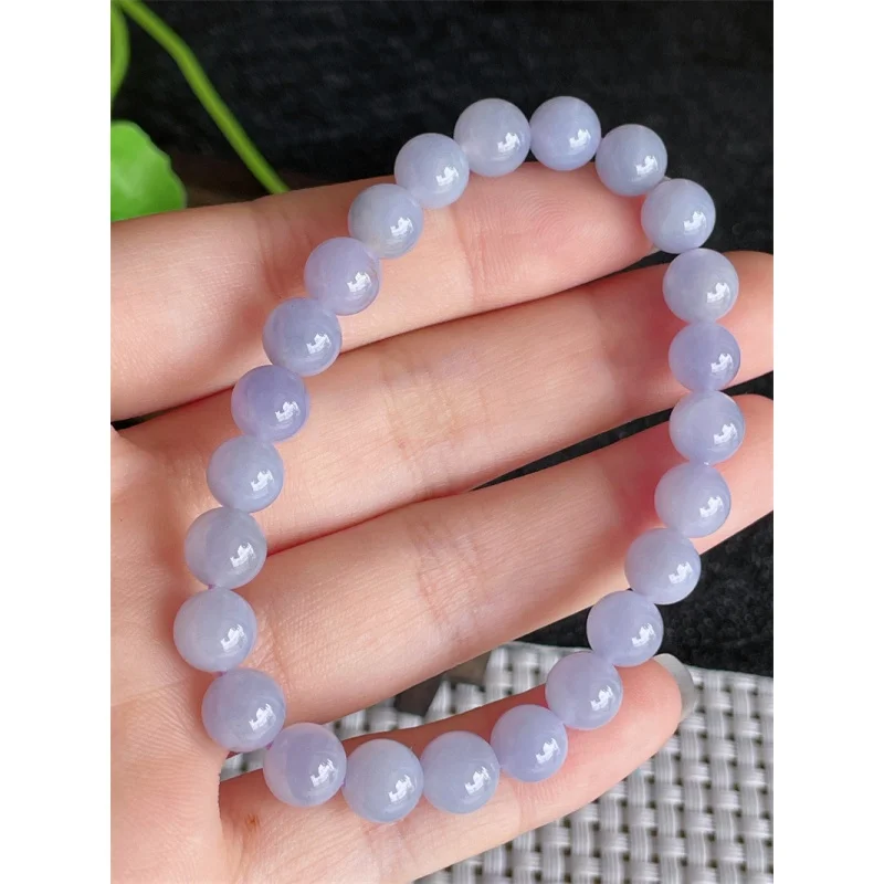 

Myanmar Natural a Jade Bracelet Bead Ice-like Violet round Beads 24 Pcs 18.86G