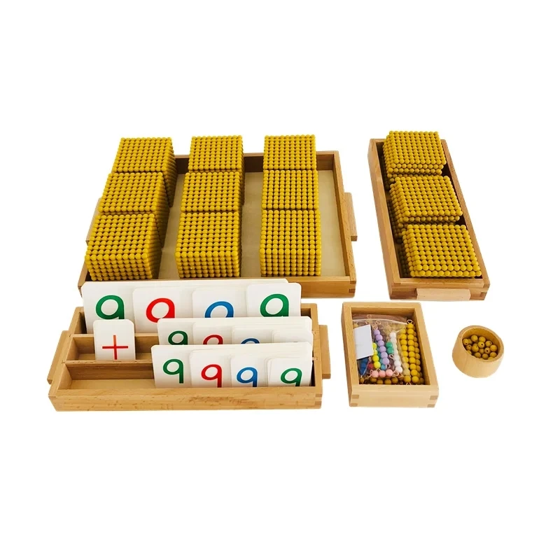 Jeu de banque de perles d\'or Montessori pour enfants, matériaux mathématiques, système décimal, ressources d\'apprentissage, jouets mathématiques