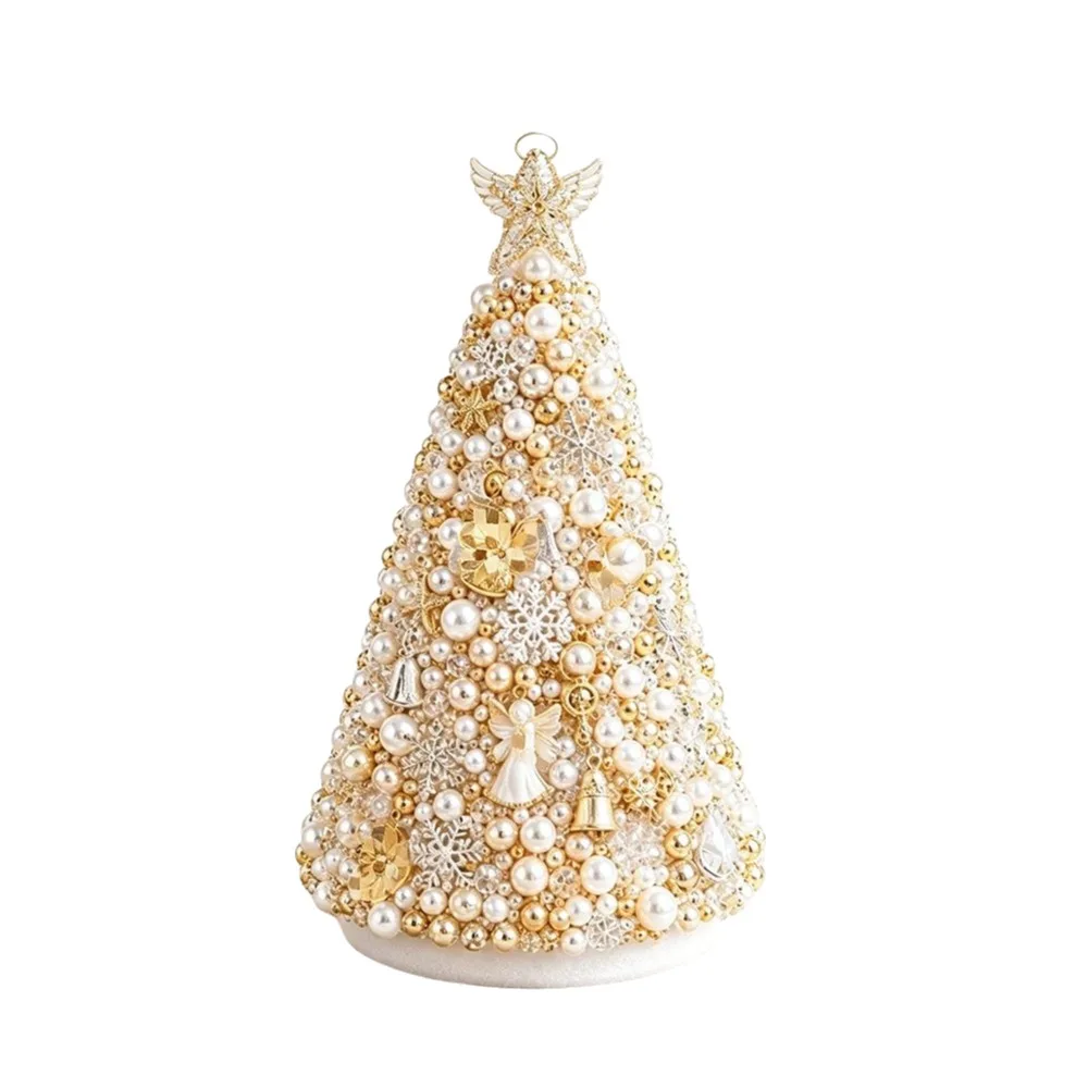 Multicolor Beaded Christmas Tree Kit Home Tabletop Size Crystal Beads Holiday Bead Craft Kits Creative Craft Design Dreamy Style