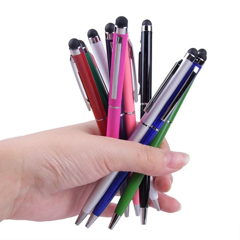 50 pz/lotto Penna A Sfera In Metallo Multicolor 0.7mm Penne A Rullo di Inchiostro Nero 2 In 1 Punta In Fibra Stilo Inciso Regali Logo Personalizzato Gratuito