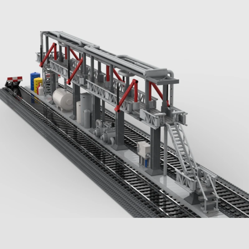 moc brick blocks Railcar Refueling Rack city Transportation railcar reloading rack for tank cars train layout bricks blocks