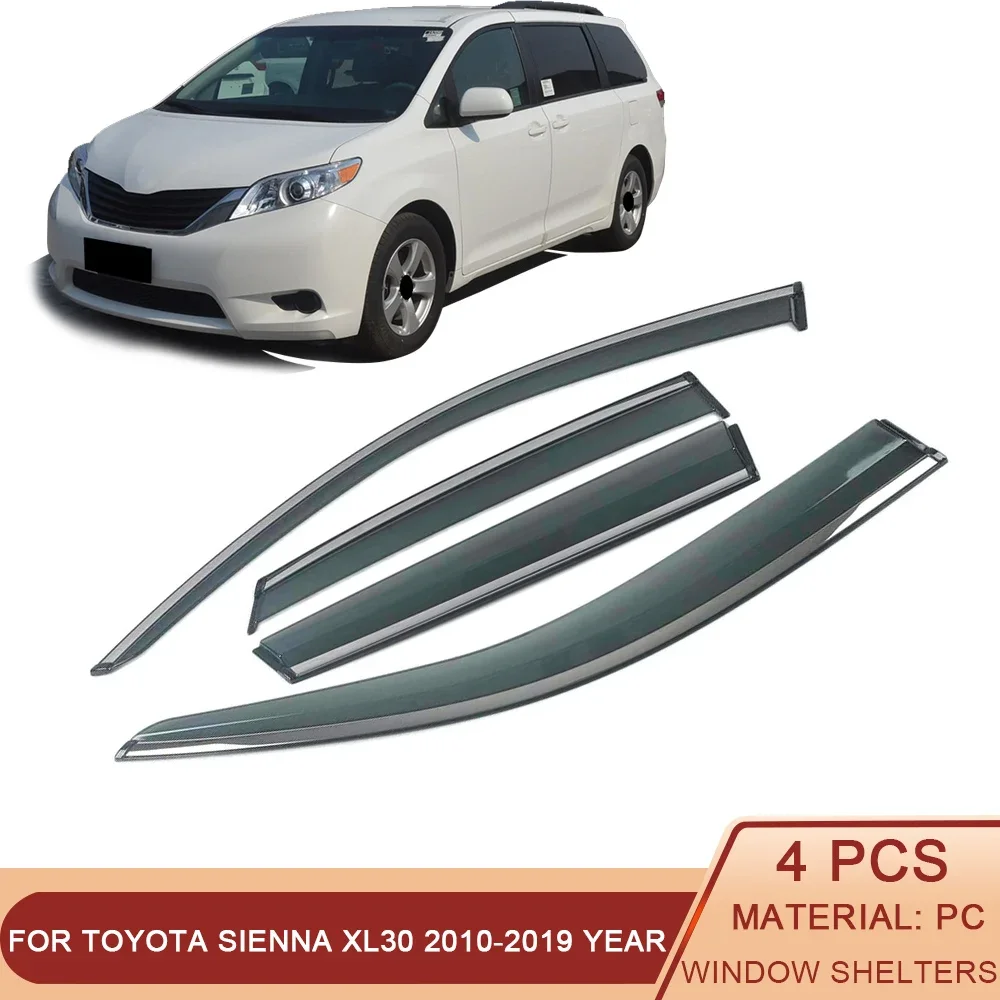 

For TOYOTA Sienna XL30 2010-2019 Car Window Sun Rain Shade Visors Shield Shelter Protector Cover Trim Frame Sticker Accessories