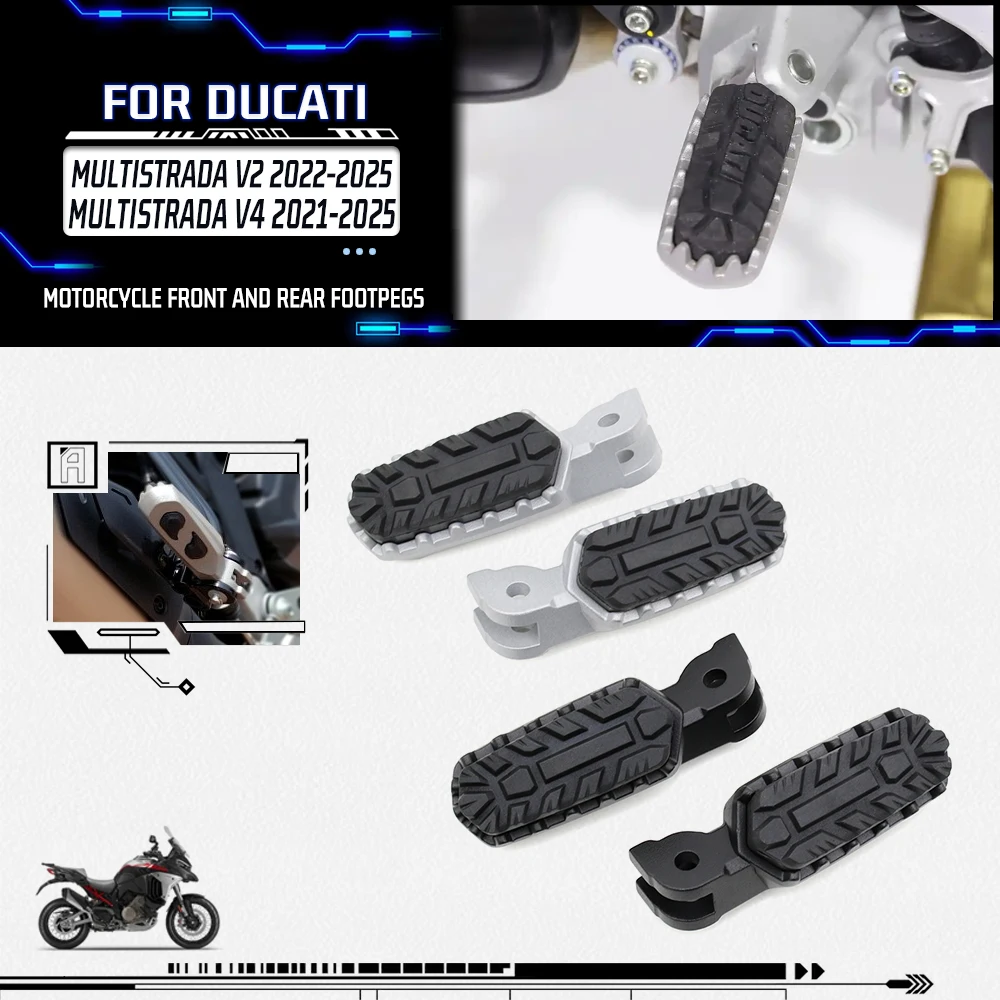 

Motorcycle Front Rear Footrest Foot Pegs Pedals For Ducati Multistrada V4/V4S/RS/Pikes Peak/Rallly Multistrada V2 V2S 2022-2025