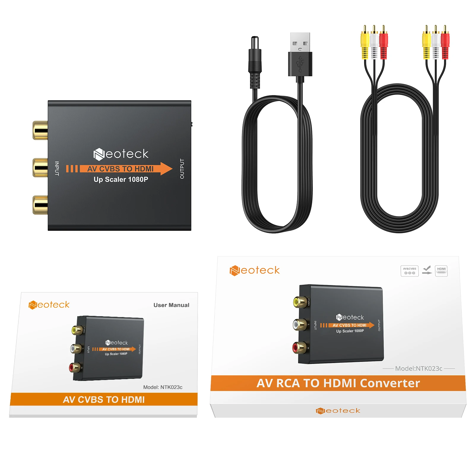 Neoteck 1080P 3RCA AV CVBS convertitore da composito a HDMI compatibile per TV PC 720P/1080P adattatore da AV a HDMI compatibile Scaler