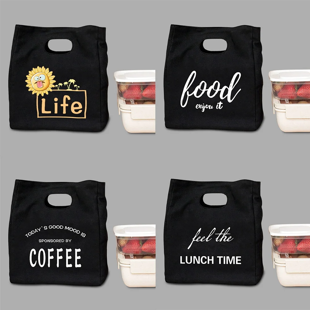 Women's Lunch Bag Diner Container Food Cooler Storage Portable Handbag Office Lunchbox Tote Bags Thermal Pouch with Food Pattern