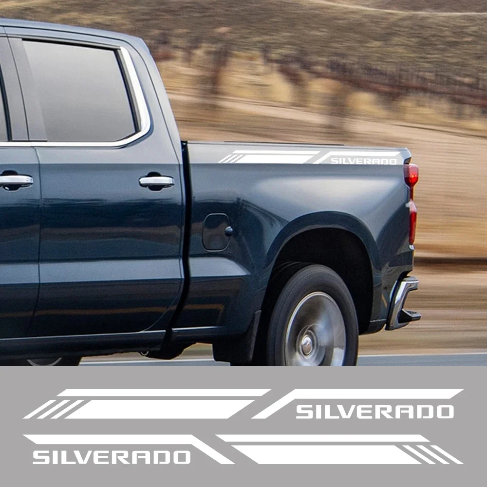 Pickup Bed Side Sticker For Chevrolet Silverado 1500 2500 HD Car Stripes Style Decor Decal Truck Vinyl Cover Auto Accessories